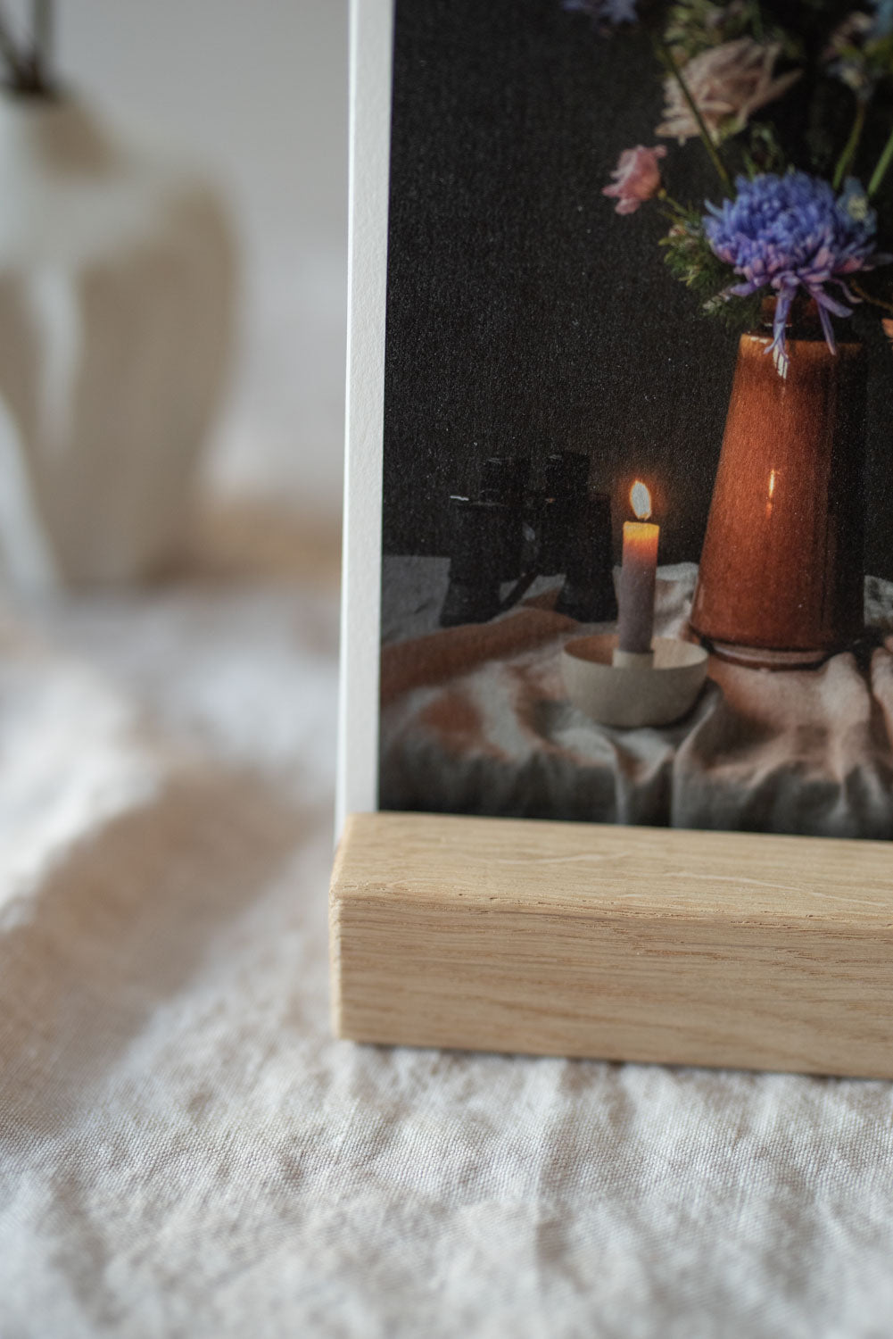 Fine Art kaart | Roze tulpen in vaas van aardewerk met fruit